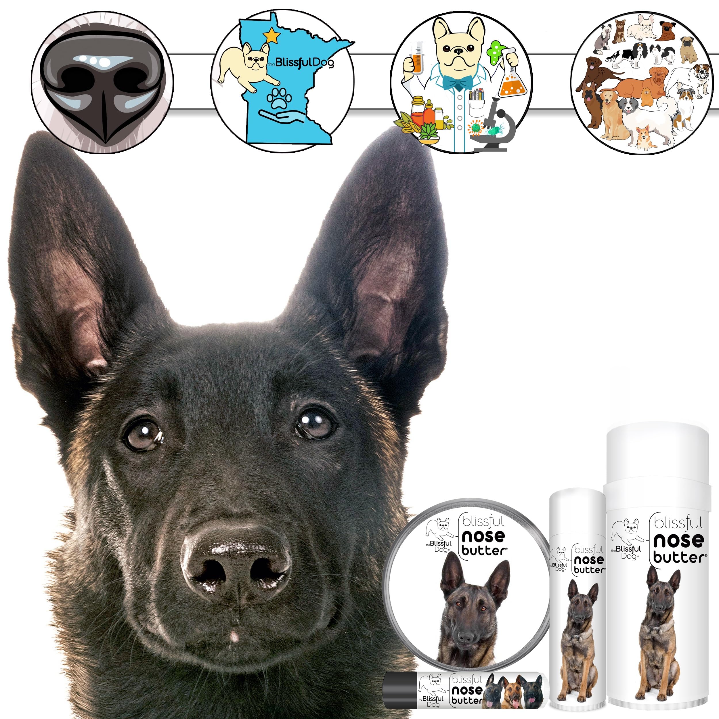 The Blissful Dog Belgian Malinois Unscented Nose Butter - Dog Nose Butter, 0.15 Ounce